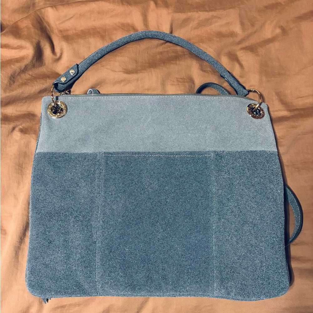 Aimee Kestenberg Mantra Crossbody Purse Denim Blue Leather Quilted Bag - Picture 4 of 7